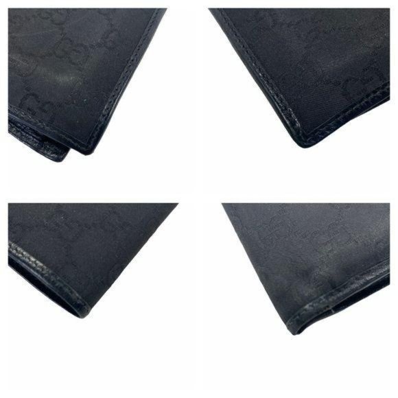 Authentic Gucci Wallet Black Leather Canvas Card Holder GG Vintage - Picture 3 of 11